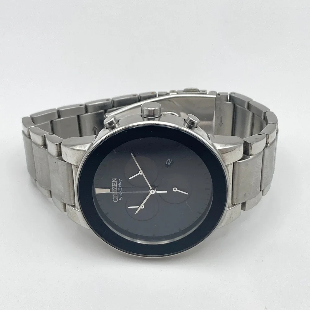 Citizen Eco-Drive Axiom Chronograph Watch Men 38mm Black Date H504-S086906 7.25